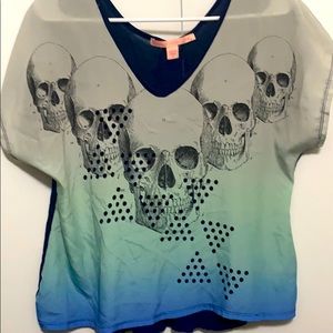 Ombré Rustic Skull Deep Plunge Top